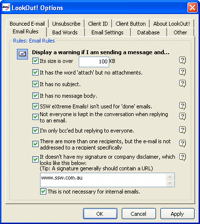 SSW LookOut for Outlook Screenshot